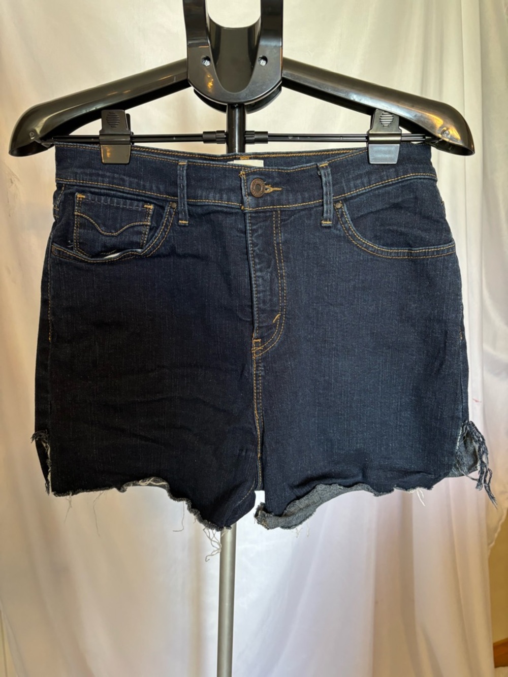 Levi's Dark Blue High-Rise Cutoff Denim Shorts